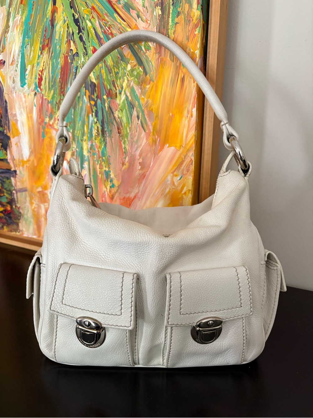 White Leather Hobo Shoulder Bag - Vintage Y2K Marc Jacobs